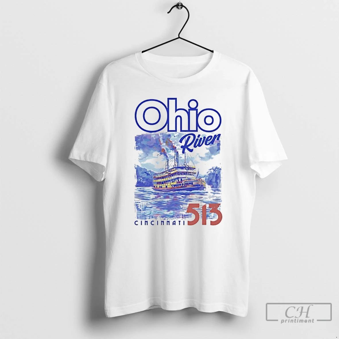 Classic Cincinnati 513 Ohio River Watercolor T Shirts