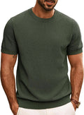 Mens Casual Crewneck T-Shirt Short Sleeve Soft Knit Solid Color Summer Tee Top