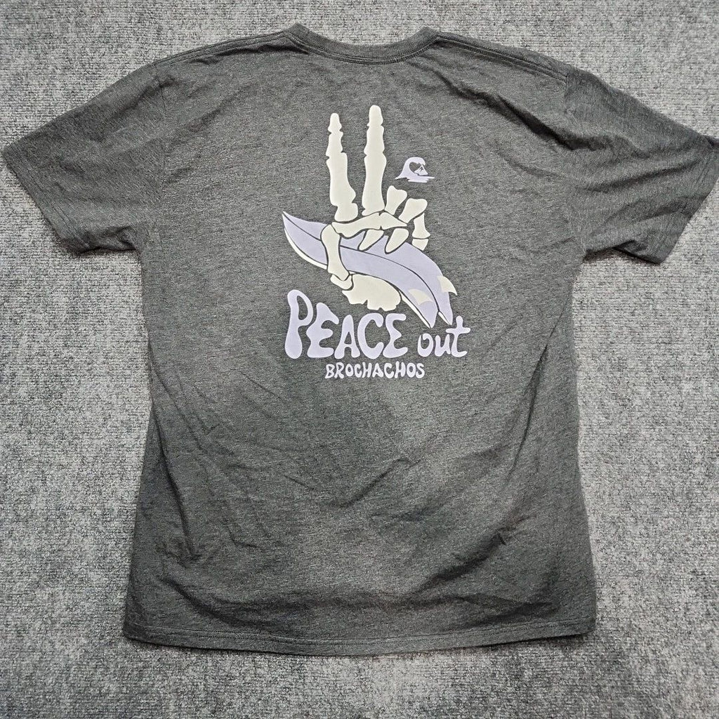 Quiksilver T-shirt Men X-large Gray Peace Out Brochachos Outlaw Surf Tee