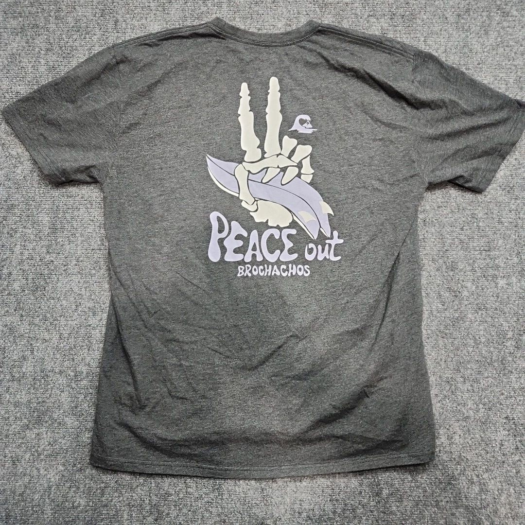 Quiksilver T-shirt Men X-large Gray Peace Out Brochachos Outlaw Surf Tee