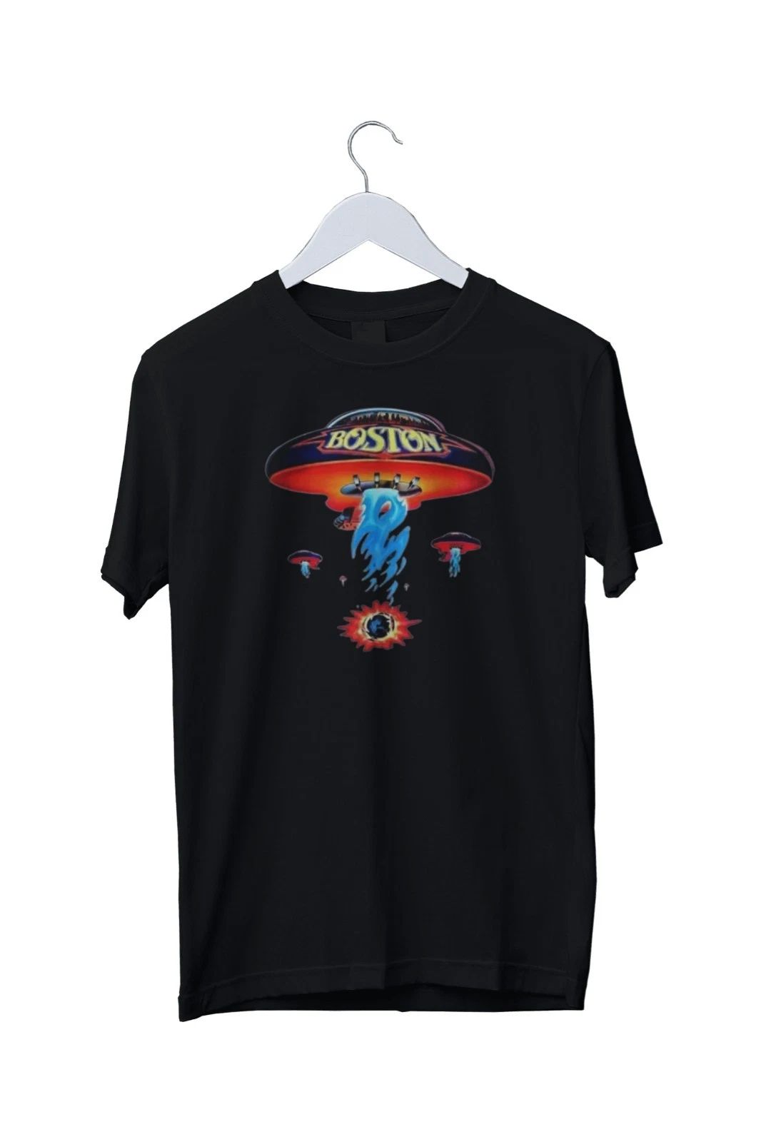 Boston Band Spaceship Rock Band Graphic Print T-Shirt Mens S M L XL 2 3 4 XL