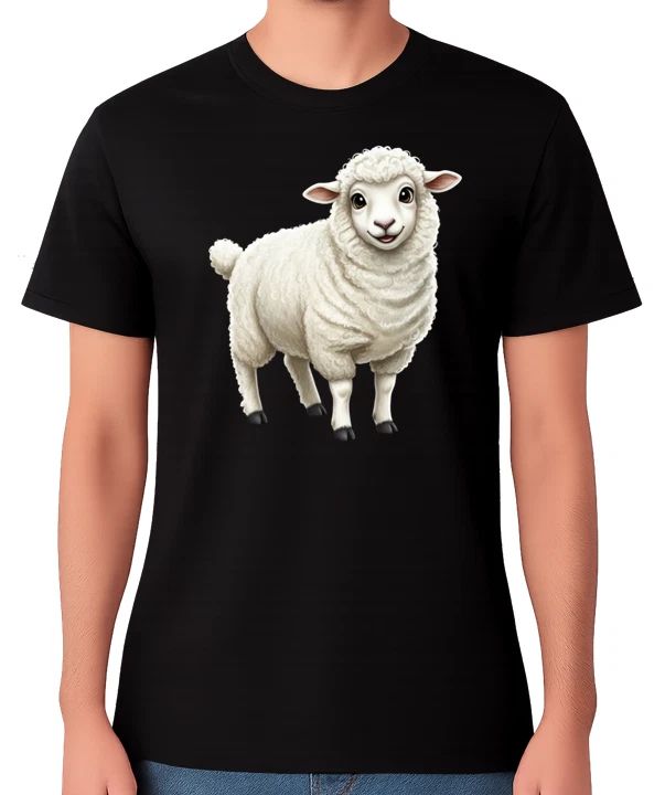 Cute Lamb Cartoon Farm Animal Illustration T-Shirt Sheep Gift Unisex Tee