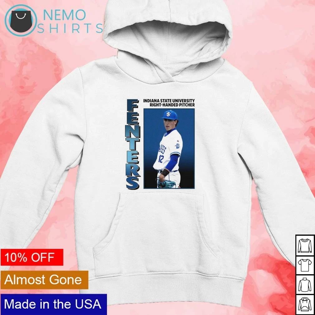 Trevor Fenters Retro Indiana State University Sycamores No 12 Pitcher shirt