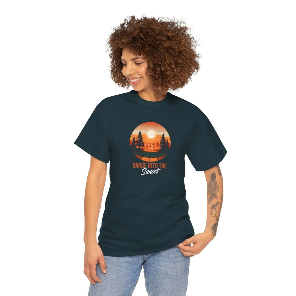 Dance Into the Sunset Tee | Unisex Heavy Cotton Shirt with Modern Dance Floor