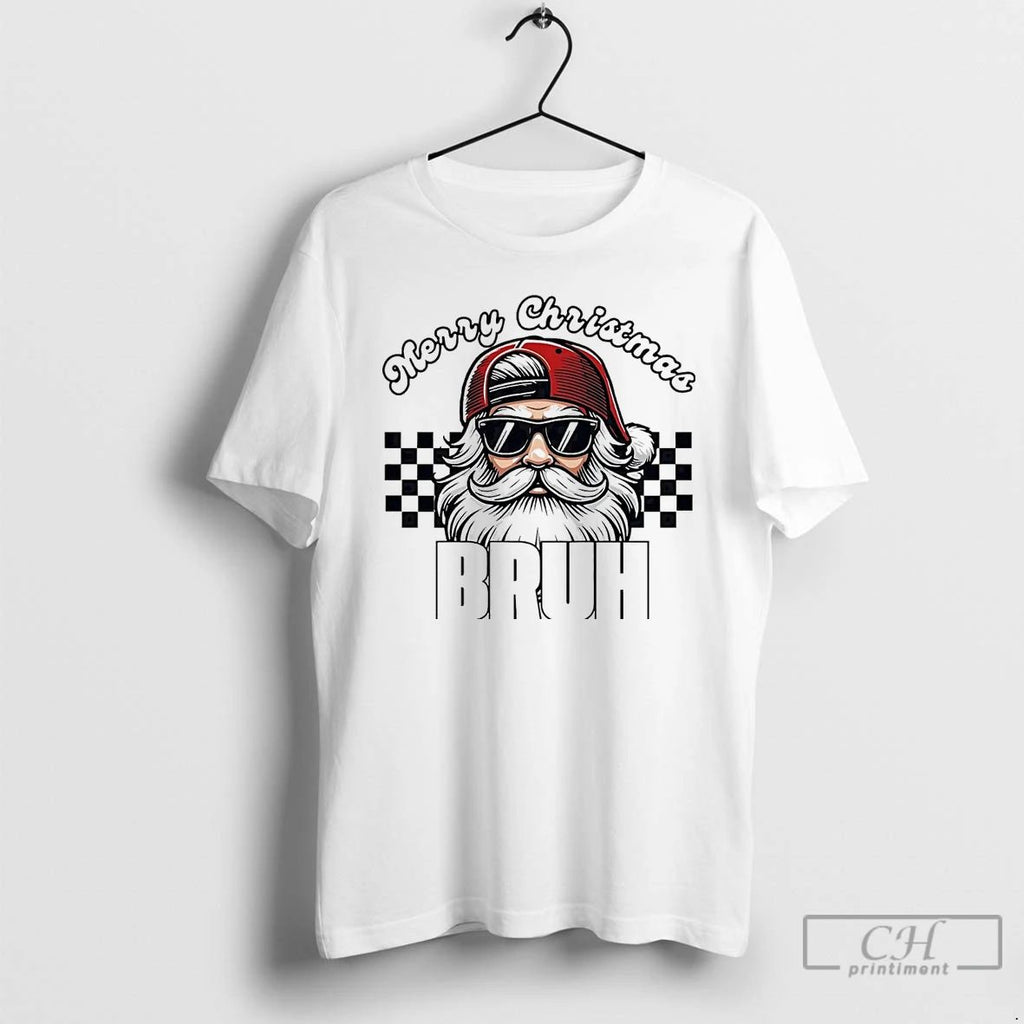 Classic Santa Biker Merry Christmas Bruh T Shirts