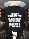 Men's Motivational Stand Up to Bullies Slogan T-Shirt - Brown w/White Print Crew