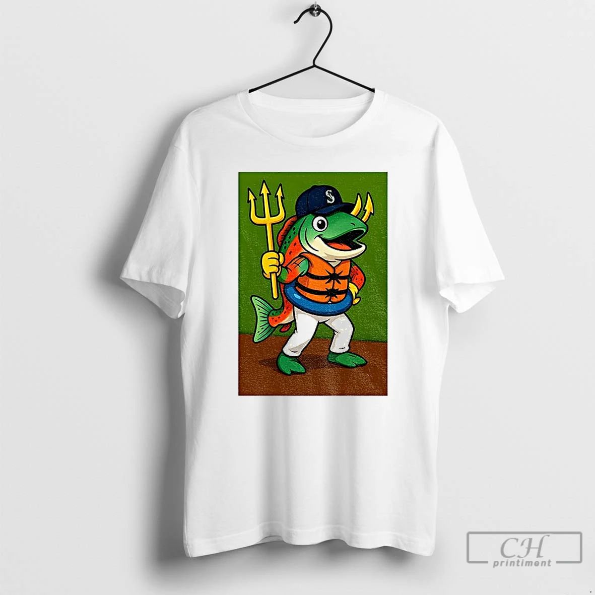 Classic Humpy Salmon Holding Trident Seattle Mariners Mlb Baseball 2025 Funny Meme T Shirts