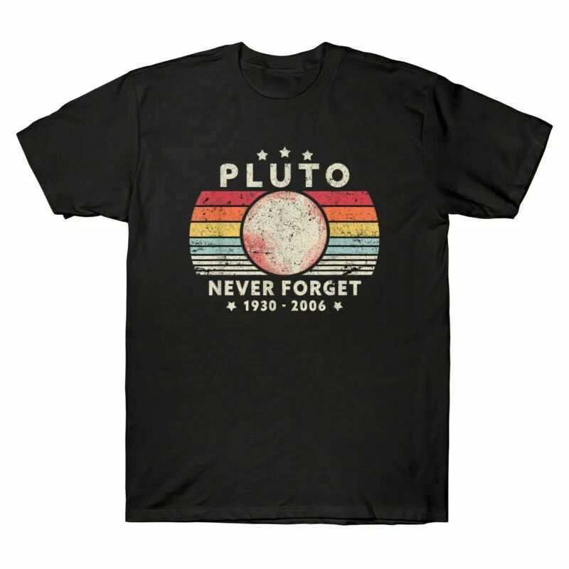 Pluto Never Forget Retro Style Funny Space Science Vintage Men's T-Shirt Cotton