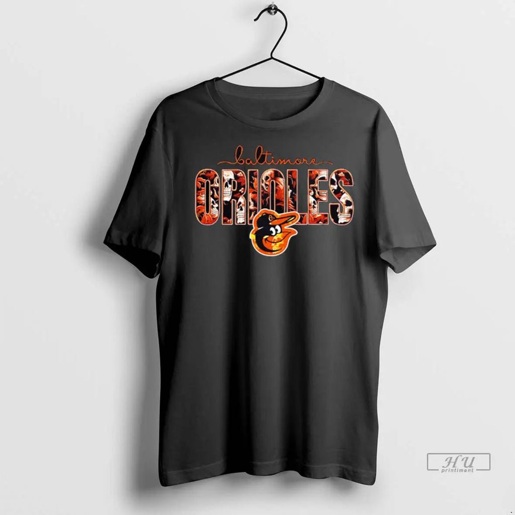 Trending Baltimore Orioles Skulls Floral Graphic Baseball T Shirts
