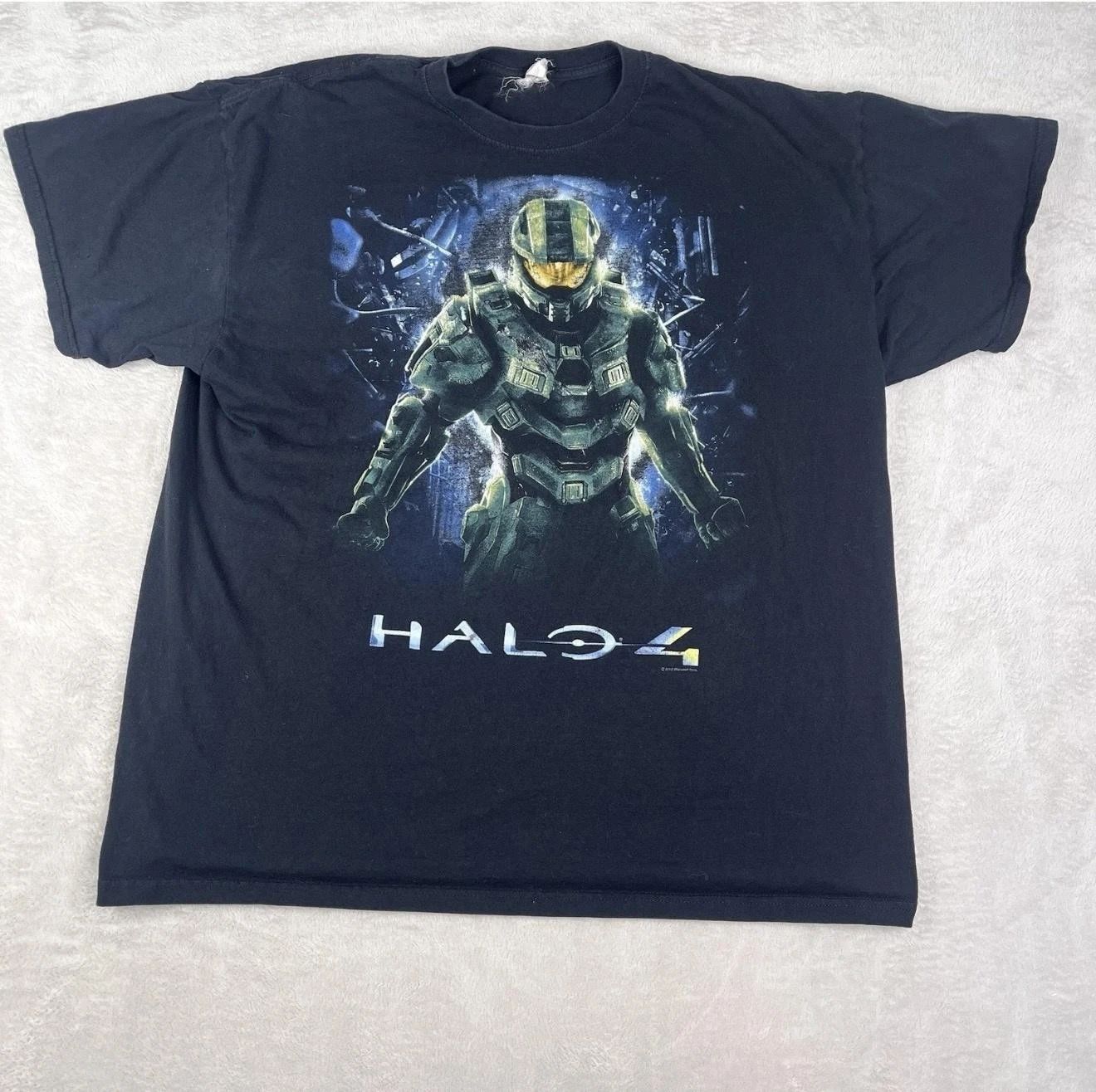 Halo 4 Jerzees Shirt Mens 2XL Black Master Chief Graphic Sci-Fi Video Game Tee