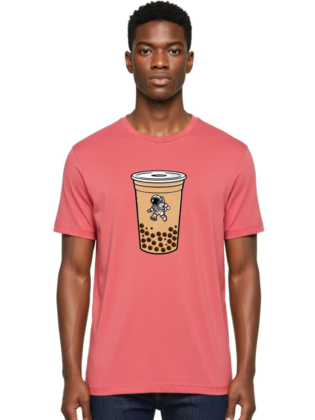 Astronaut-Bubble-Tea-8 Mens Graphic Tee, 100% Cotton, Casual Summer Wear