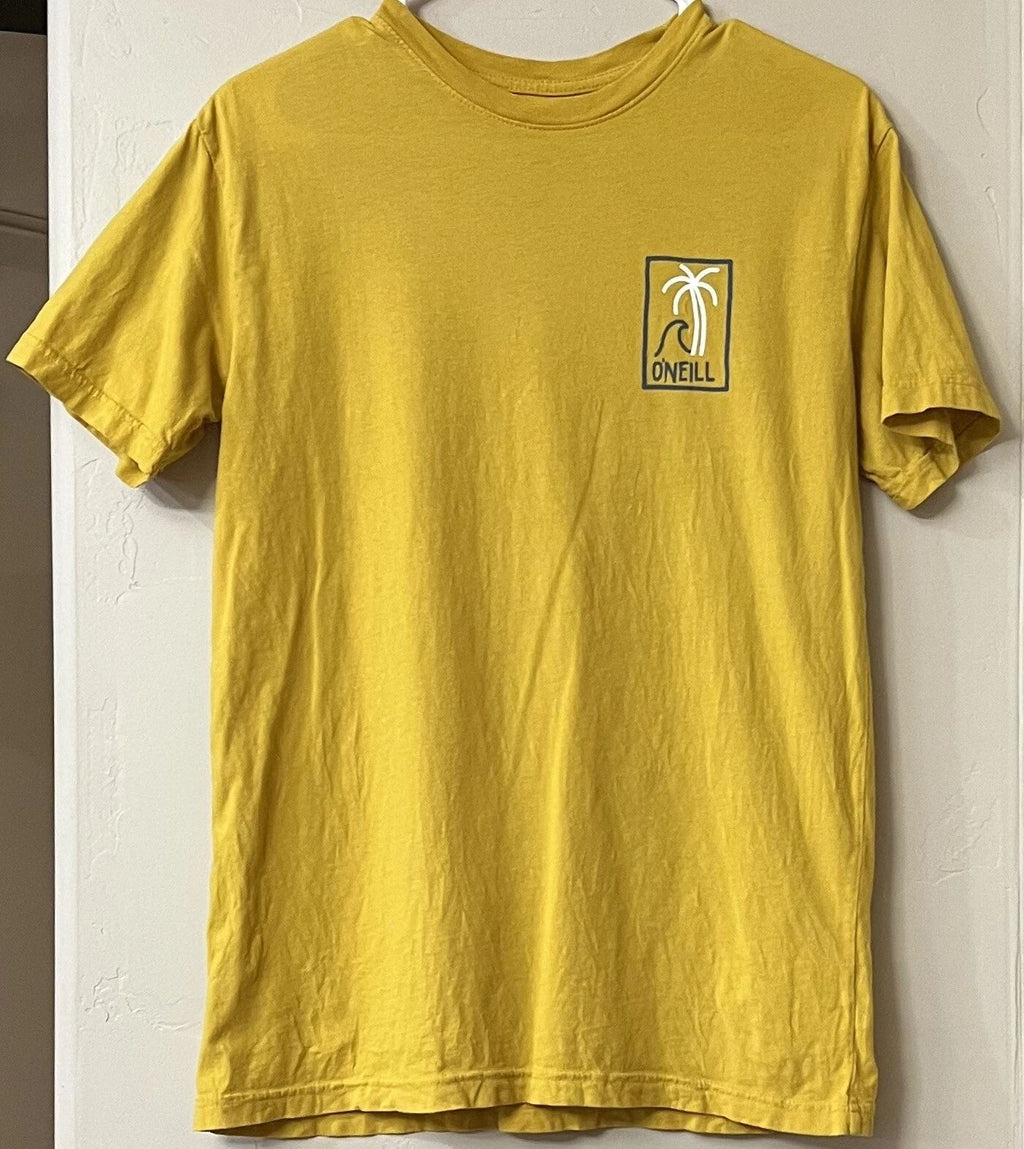 O'Neill~Men’s Graphic Surfer Yellow T-Shirt Modern Fit Garment Dye Size Small