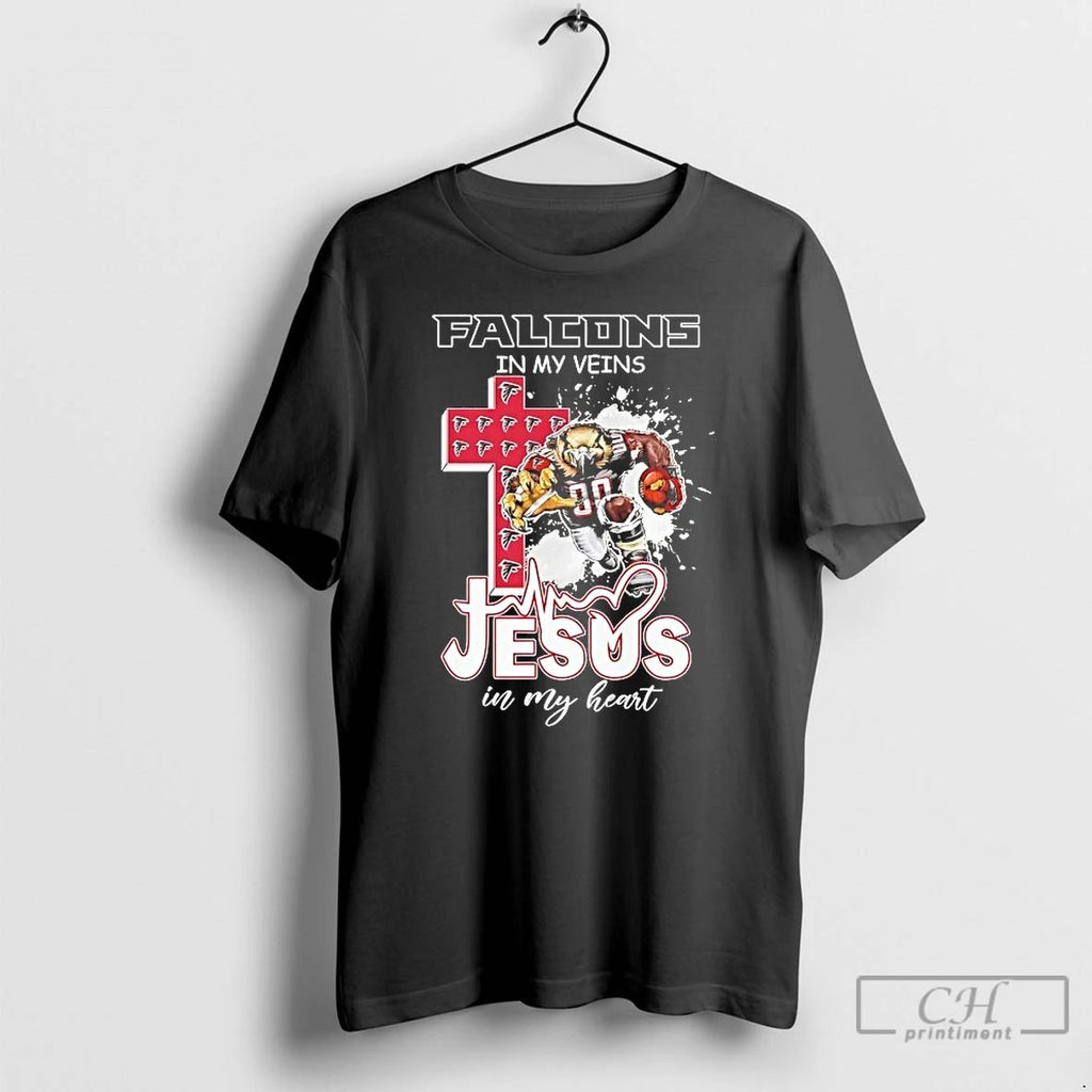 Classic Atlanta Falcons In My Veins Jesus In My Heart T Shirts