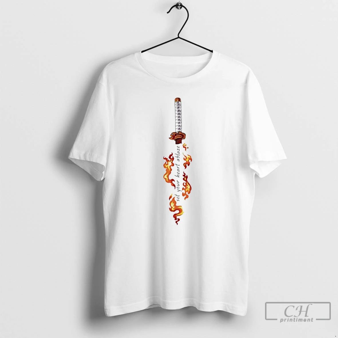 Classic Katana Flame Set Your Heart Ablaze T Shirts