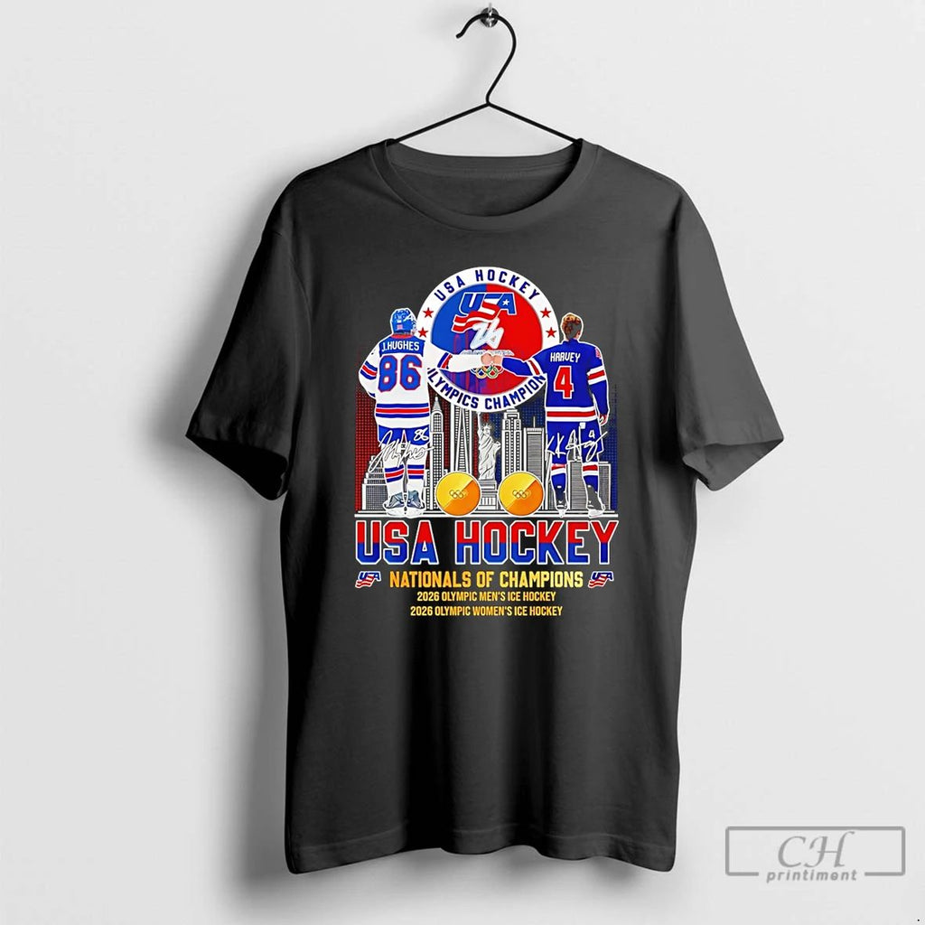 Classic Golden Glory Team Usa Hockey 2026 National Champions City Skyline