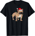 Frenchie Santa Hat & Christmas Lights Cute French Bulldog Unisex T-Shirt