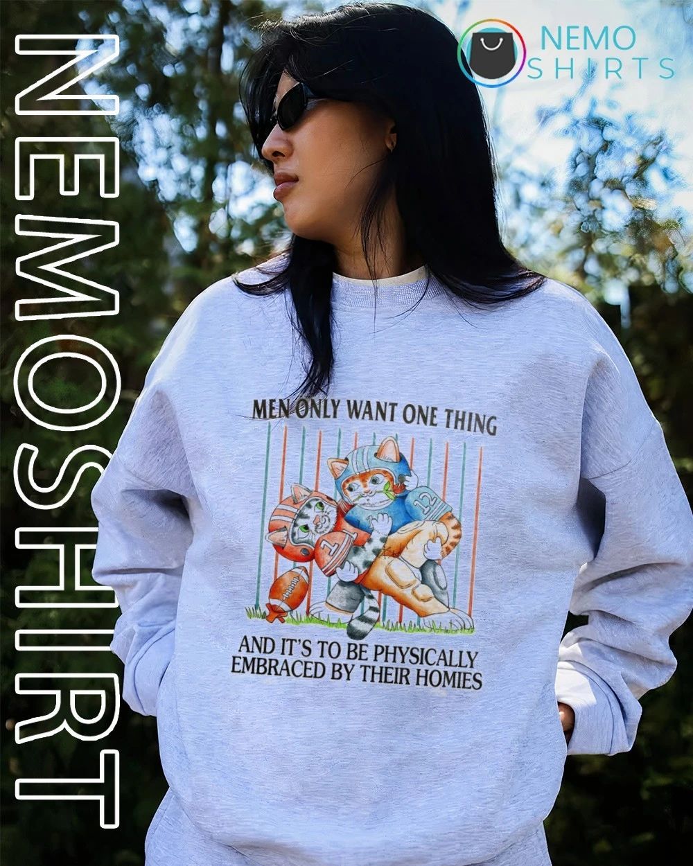 Men Only Want One Thing to Be Physically Embraced by Their Homies Cat Football shirt