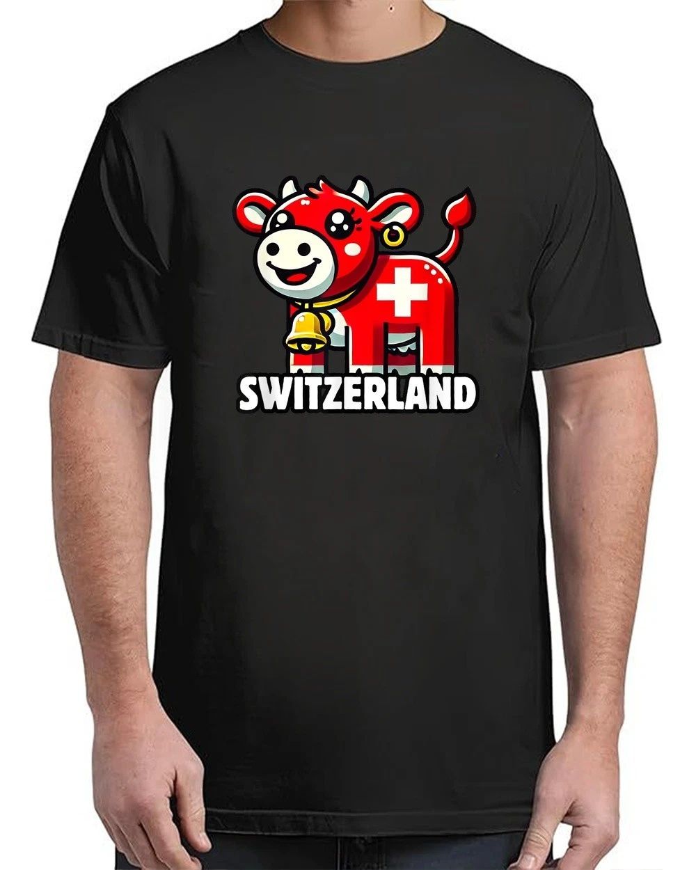 Swiss Cow Flag Switzerland Cute Swiss Alps T-Shirt Unisex S-4XL