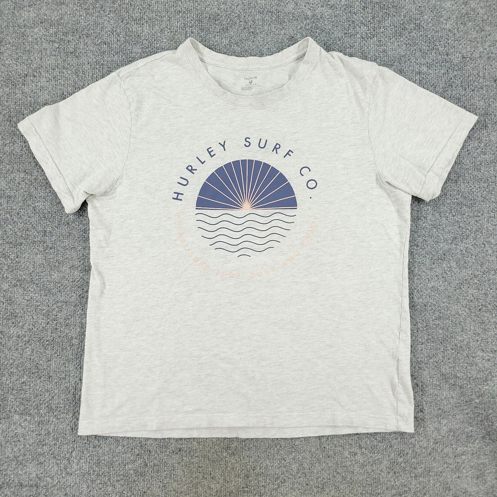 Hurley Shirt Men's Large Gray Surf Company Graphic Tee Crew Neck Short Sleeve