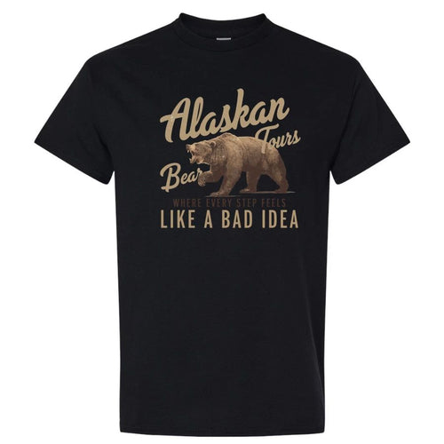 Alaskan Tours Bear T Shirt Like a Bad Idea Funny Vintage Graphic Travel Gift Tee