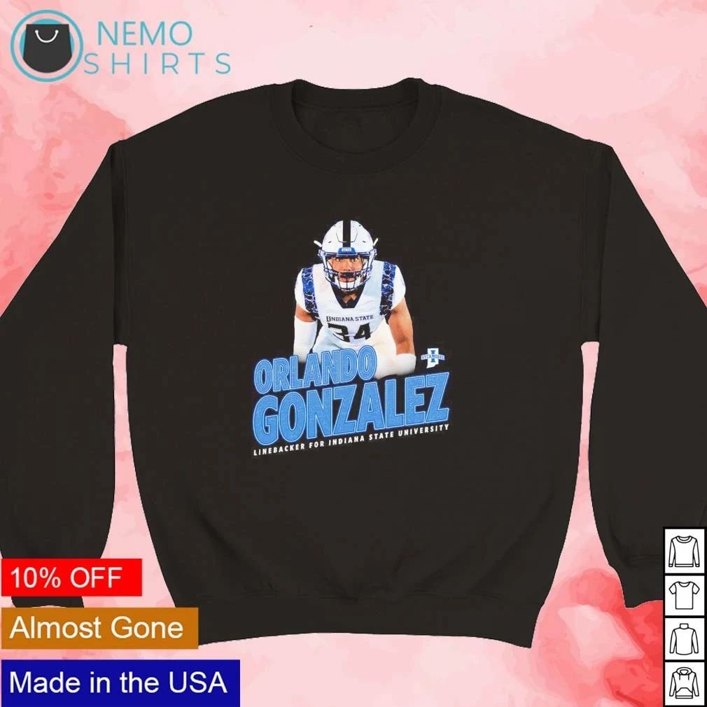 Orlando Gonzalez Vintage Indiana State University Linebacker shirt