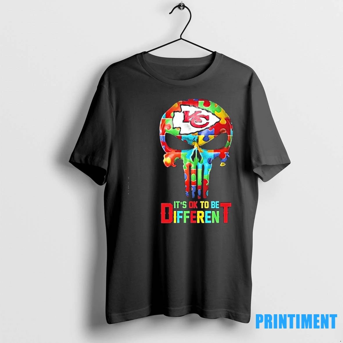 Skull X Kansas City Chiefs Autism Its Ok To Be Different Tshirts Sweater