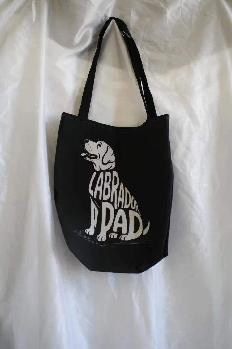 Labrador Dad Tote Bag 16in Black Canvas Dog Lover Gift Lab Retriever Reusable