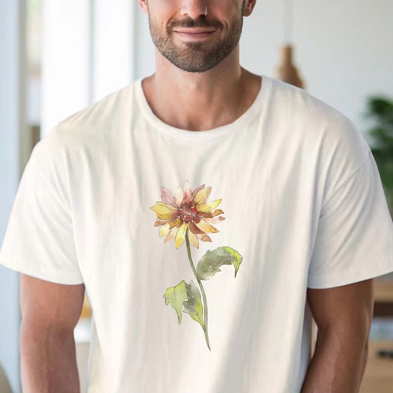 Boho Floral Watercolor Flower Comfort Tee Shirt Women Gift Soft
