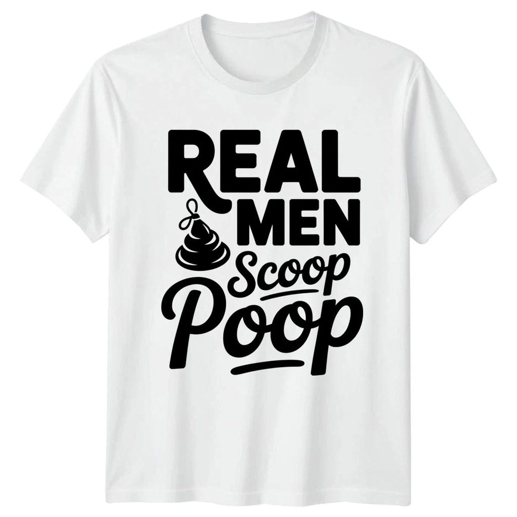 Real Men Scoop Poop Mens T-Shirt Golden Retriever Dad Dogs Fathers Day Gift
