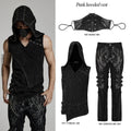 Punk Rave Hooded Denim Vest Harajuku Style Street Hip Hop V Neck Sleeveless Tank