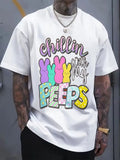 Chillin With My Peeps Easter Bunny Graphic Tee Holiday Shirt Unisex Gift