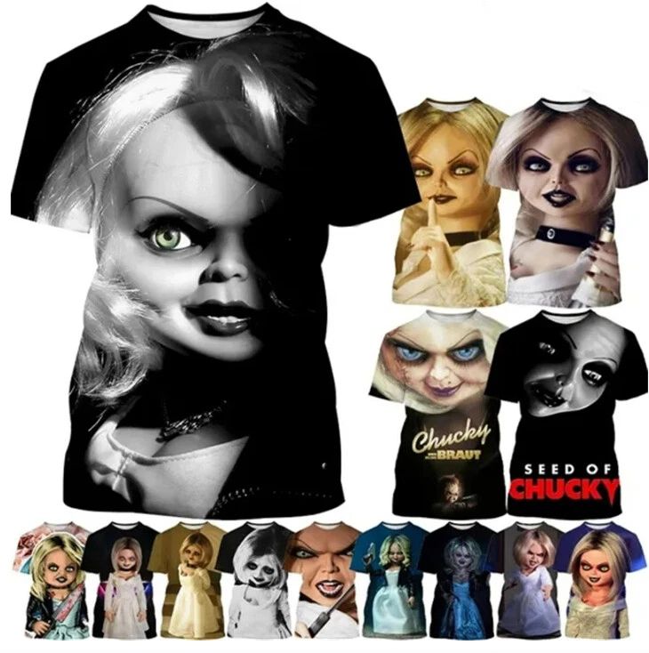 Horror Movie Bride Of Chucky 3D Print Women Men Short Sleeve T-shirt Tops Casual