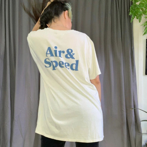 Air & Speed “Simple Times” Off White & Blue Logo T-Shirt