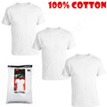 New 3 Pack Mens 100% Cotton Tagless Crew-Neck T-Shirt Undershirt Tee White S-XL