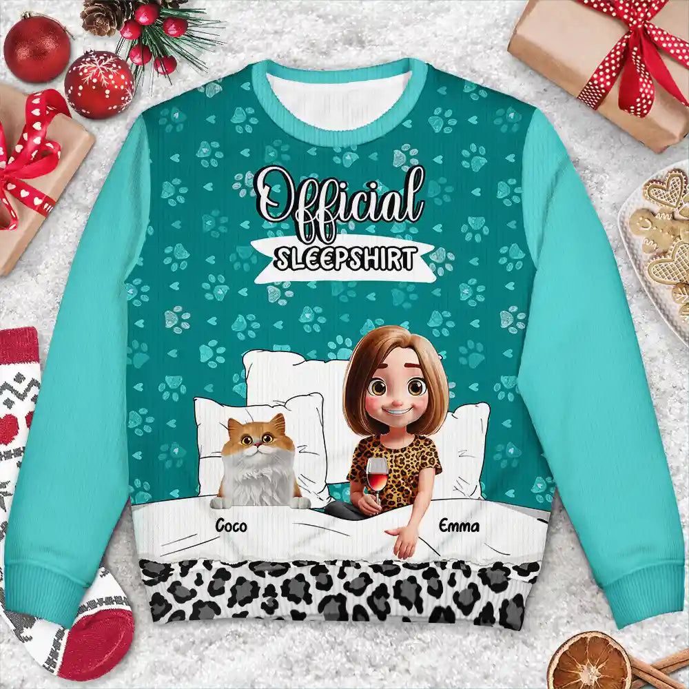 Cat Mom Cat Dad Official Sleep Shirt - Personalized Unisex Ugly Sweater