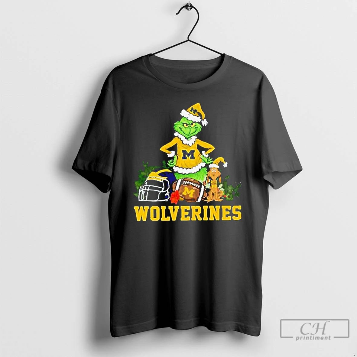 Classic Grinch And Dog Michigan Wolverines Football T Shirts