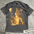 Vintage Bunny Howling Moon Comfort Tee Soft Cotton Animal Lover