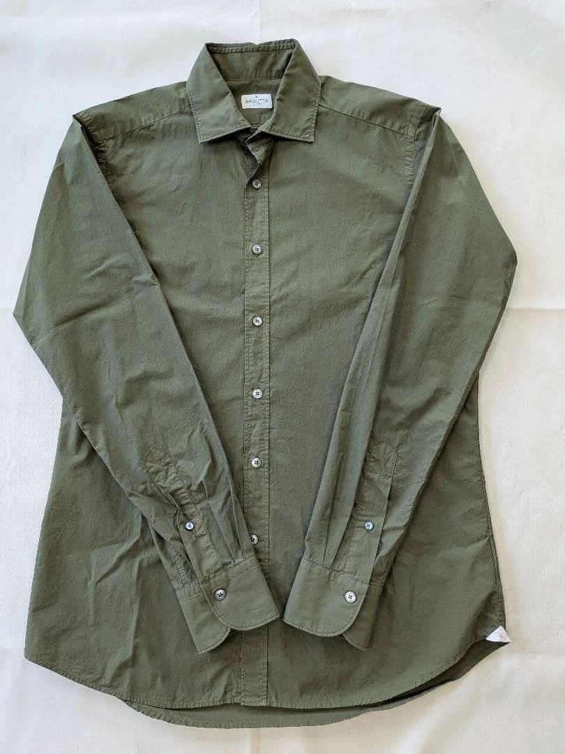 BAGUTTA Olive Long Sleeve Shirt Size L - Stylish Italian Fashion