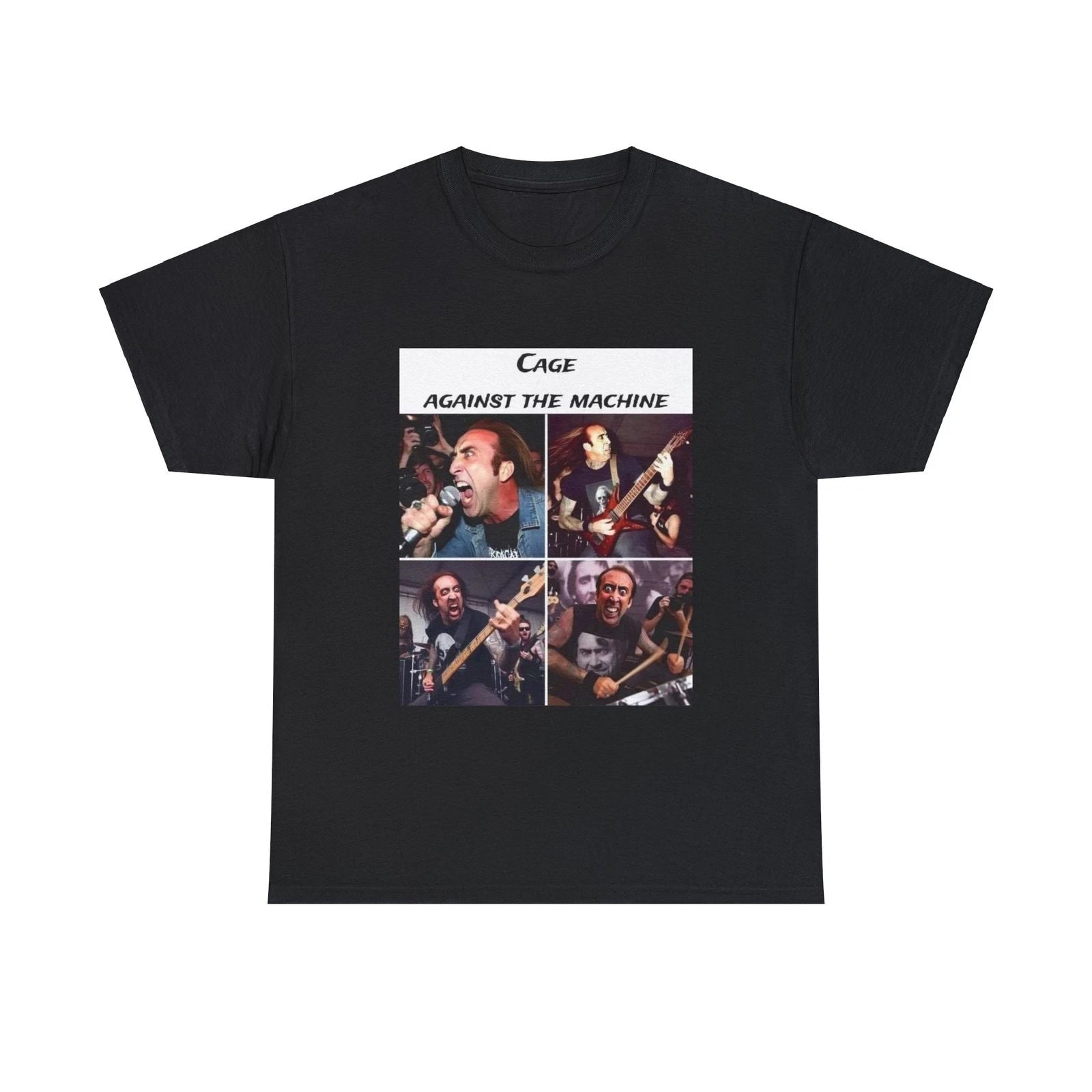 Nicolas Cage Funny Cage Against The Machine Unisex Heavy Cotton Tee