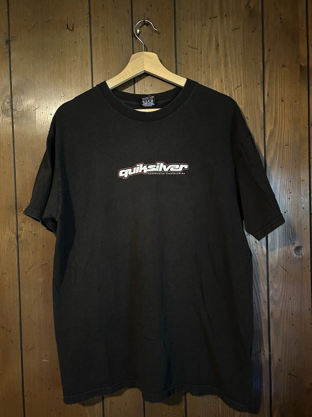 Vintage Quiksilver Shirt Black Large Faded Surf Skate Graphic Tee 2000s Y2K