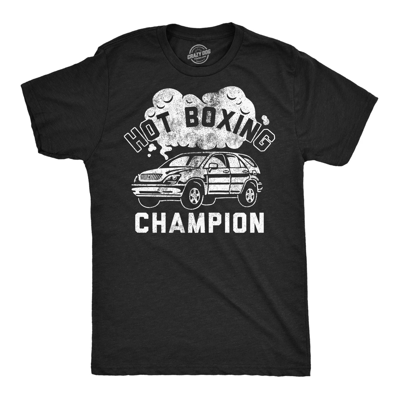 Mens Funny T Shirts Hot Boxing Champion Sarcastic Smoking Graphic Novelty Tee