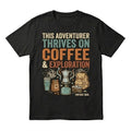 This Adventurer Thrives On Coffee & Exploration T-Shirt Vintage Soul Camping Tee
